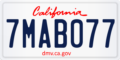 CA license plate 7MAB077