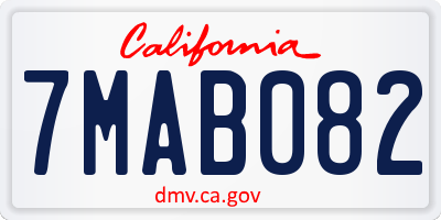 CA license plate 7MAB082