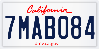 CA license plate 7MAB084
