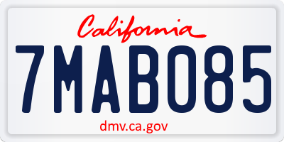 CA license plate 7MAB085
