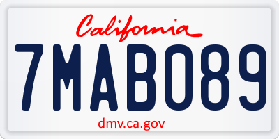CA license plate 7MAB089