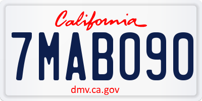 CA license plate 7MAB090