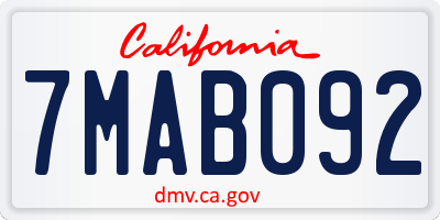 CA license plate 7MAB092