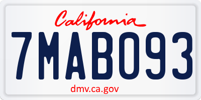 CA license plate 7MAB093