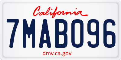 CA license plate 7MAB096