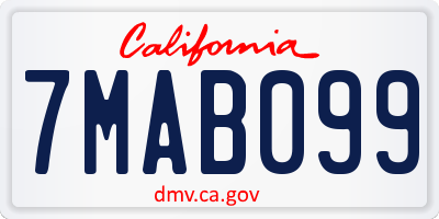CA license plate 7MAB099