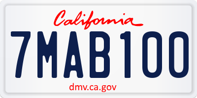 CA license plate 7MAB100