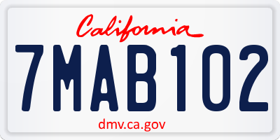 CA license plate 7MAB102