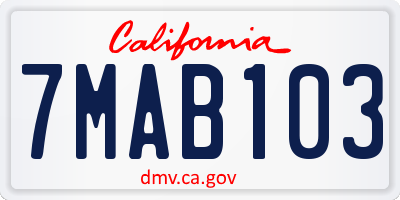 CA license plate 7MAB103