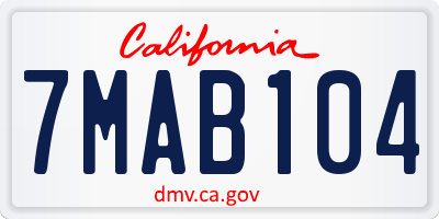 CA license plate 7MAB104