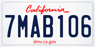 CA license plate 7MAB106