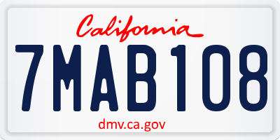 CA license plate 7MAB108
