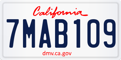 CA license plate 7MAB109