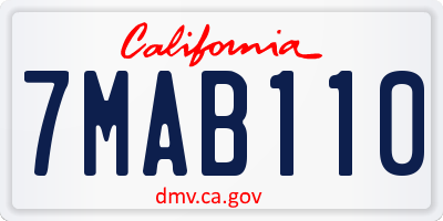 CA license plate 7MAB110