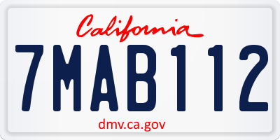 CA license plate 7MAB112