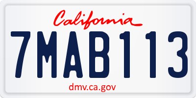 CA license plate 7MAB113