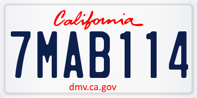 CA license plate 7MAB114