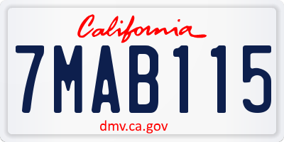 CA license plate 7MAB115