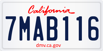 CA license plate 7MAB116