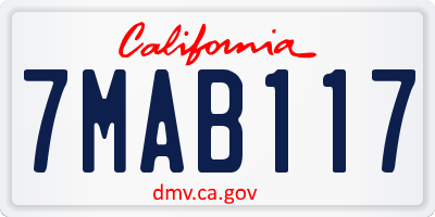 CA license plate 7MAB117