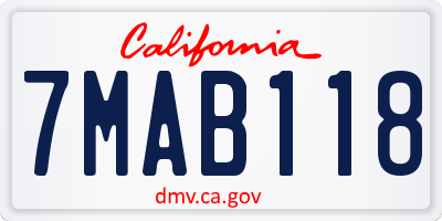 CA license plate 7MAB118
