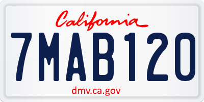 CA license plate 7MAB120
