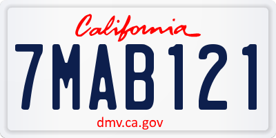 CA license plate 7MAB121