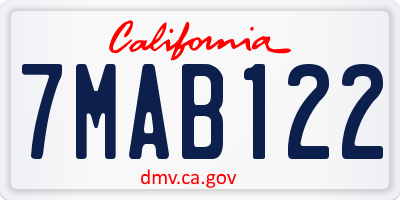 CA license plate 7MAB122