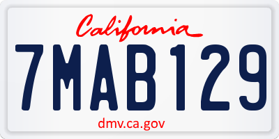 CA license plate 7MAB129