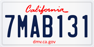 CA license plate 7MAB131