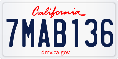 CA license plate 7MAB136
