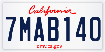 CA license plate 7MAB140