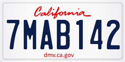 CA license plate 7MAB142
