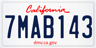 CA license plate 7MAB143