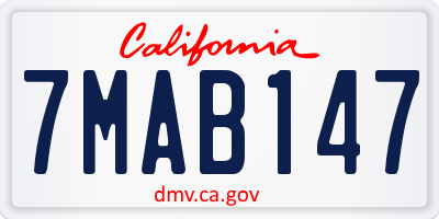 CA license plate 7MAB147