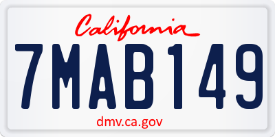 CA license plate 7MAB149