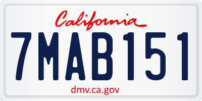 CA license plate 7MAB151