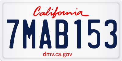 CA license plate 7MAB153