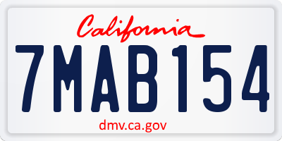 CA license plate 7MAB154