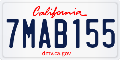 CA license plate 7MAB155