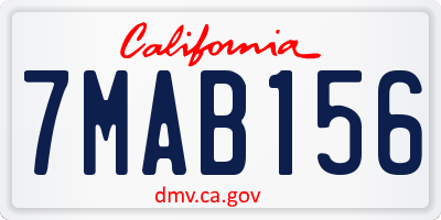 CA license plate 7MAB156