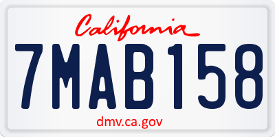 CA license plate 7MAB158