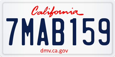 CA license plate 7MAB159