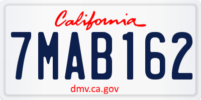 CA license plate 7MAB162
