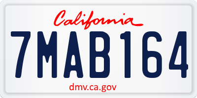 CA license plate 7MAB164