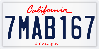 CA license plate 7MAB167