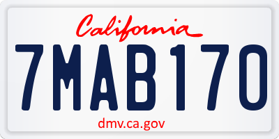CA license plate 7MAB170