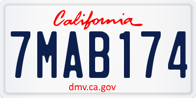CA license plate 7MAB174