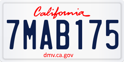 CA license plate 7MAB175