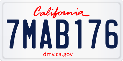 CA license plate 7MAB176